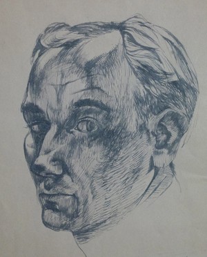 Gavin Alston, Self-Portrait, pen and ink, c. 1955
