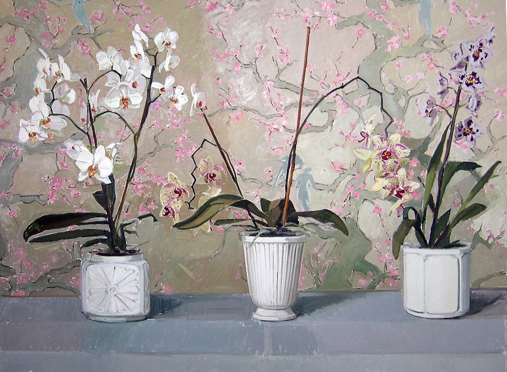 'Orchids against Cherry Blossom'